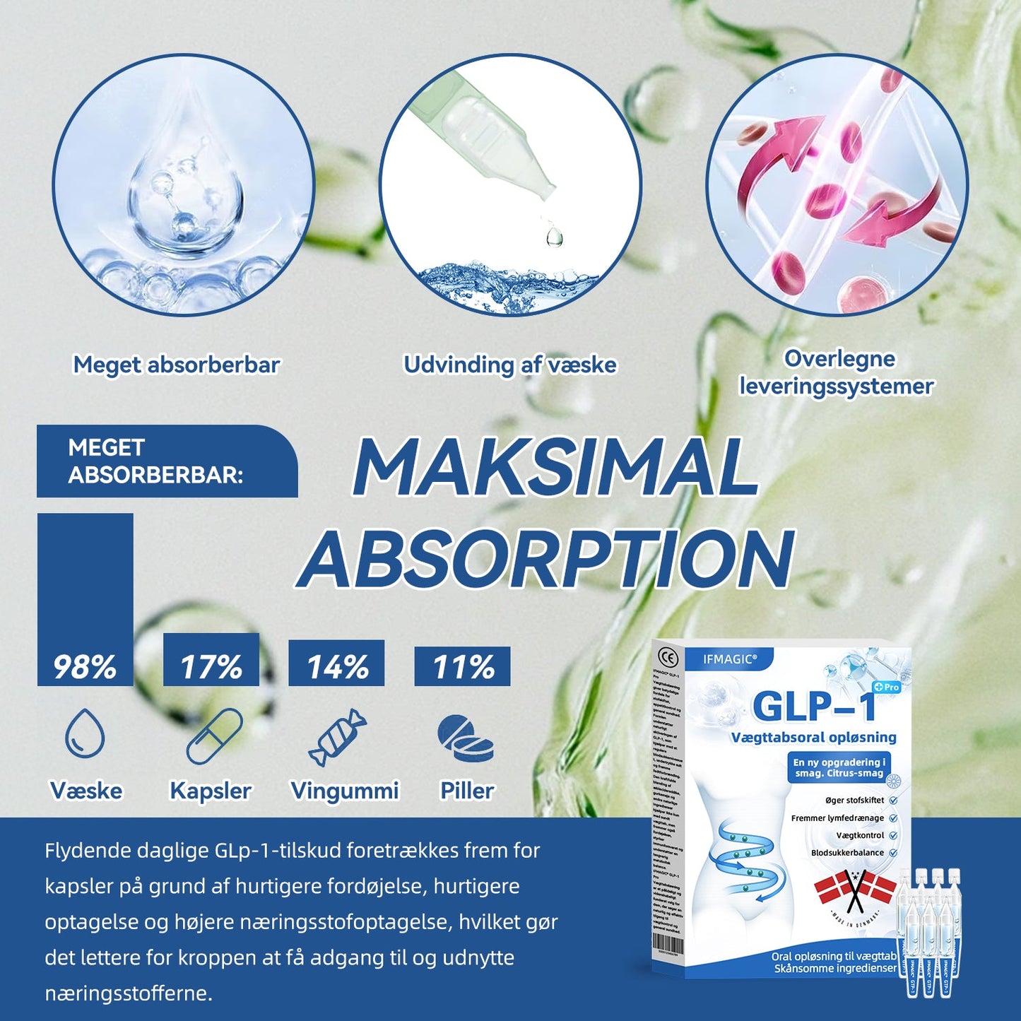 IFMAGIC® GLP-1 Pro Vægttab Oral Opløsning👩⚕️En dosis om dagen – synlige resultater inden for 7 dage🔥Velegnet til kroniske sygdomme, fedme, diabetes, hjerte-kar-sygdomme🪷