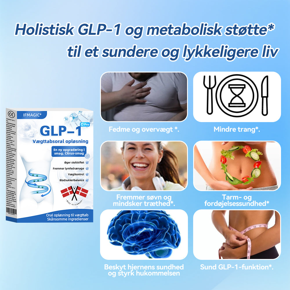 IFMAGIC® GLP-1Pro Oral Løsning til Vægttab💧💧En dosis om dagen – se resultater på 7 dage 👩⚕️ Velegnet til fedme, hjertekarsygdomme, diabetes, søvnapnø, højt kolesteroltal og blodfedt, ledproblemer og flere andre tilstande