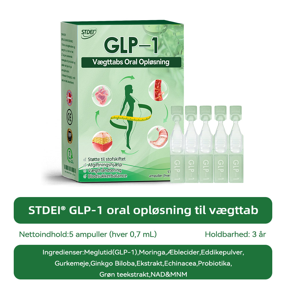 STDEI® GLP-1 Vægttabs Oral Opløsning 🔥Bare én dosis om dagen – allerede efter 7 dage kan du se tydelig effekt 👩⚕️ Virker mod overvægt, hjerte-kar-sygdomme, diabetes, søvnapnø, ledproblemer og mere🌻
