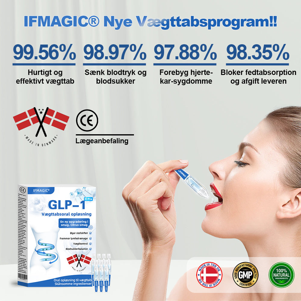 IFMAGIC® GLP-1 Pro Vægttab Oral Opløsning👩⚕️En dosis om dagen – synlige resultater inden for 7 dage🔥Velegnet til kroniske sygdomme, fedme, diabetes, hjerte-kar-sygdomme🪷